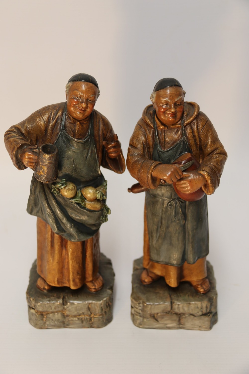 A pair of German pottery monks