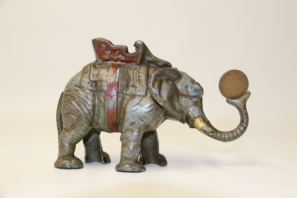Antique Circus Elephant Money Bank View II