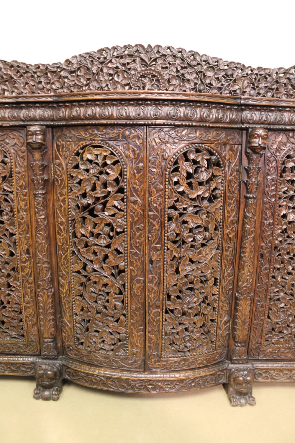 19th century Indian carved padauk wood side cabinet View VI