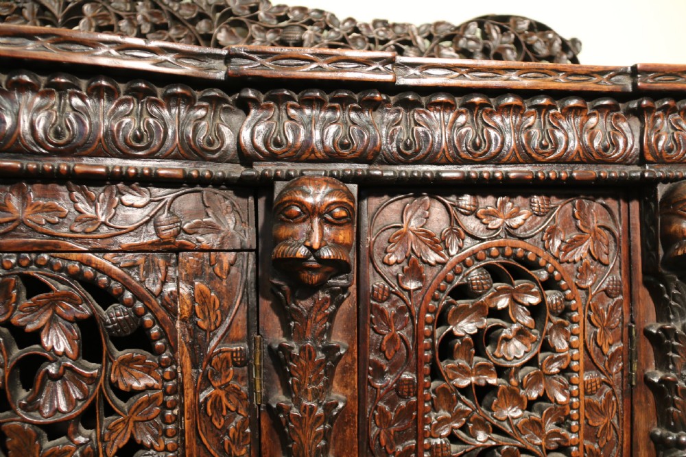 19th century Indian carved padauk wood side cabinet View VII