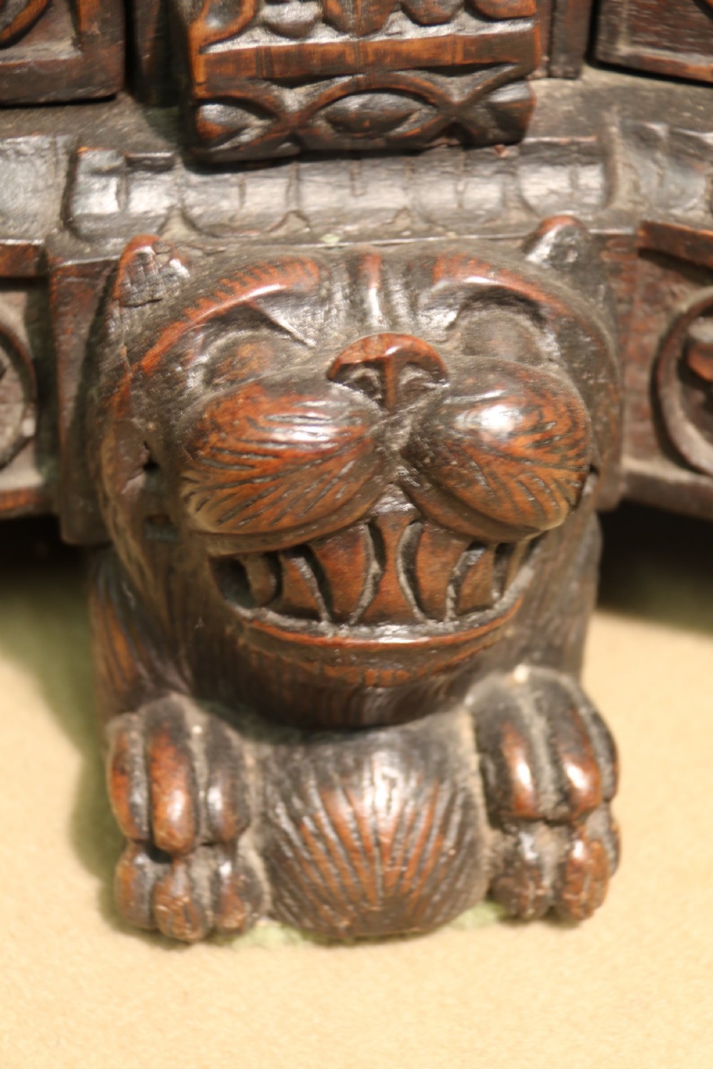19th century Indian carved padauk wood side cabinet View XIII