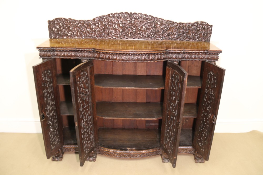 19th century Indian carved padauk wood side cabinet View XVII