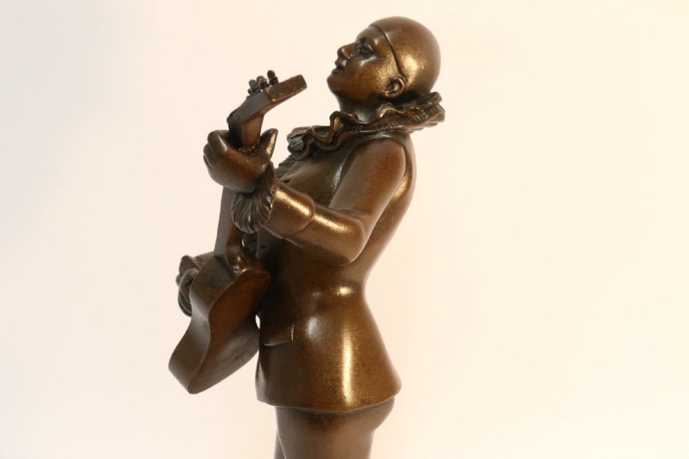 Bronze study of a singing Pierrot signed Raphael View XV