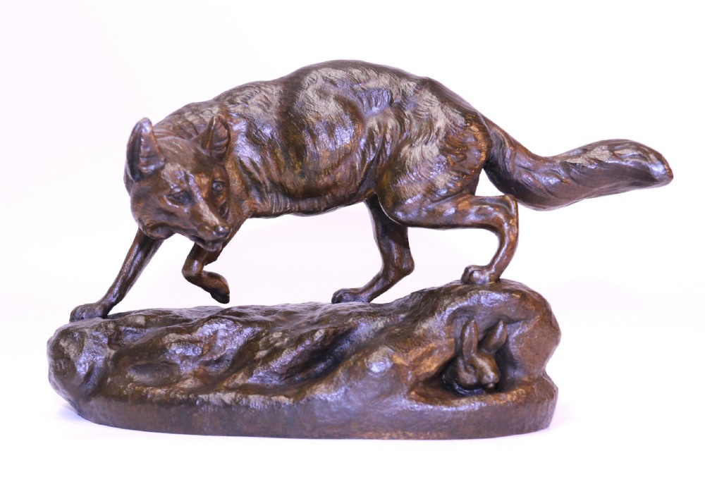 A Fine Bronze study of a Fox by C Masson