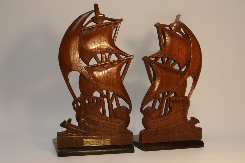 A rare pair of Naval Interest Teak Book Ends View II