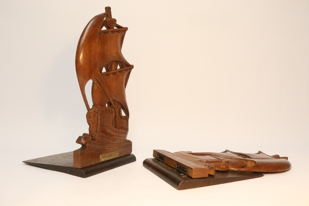 A rare pair of Naval Interest Teak Book Ends View V