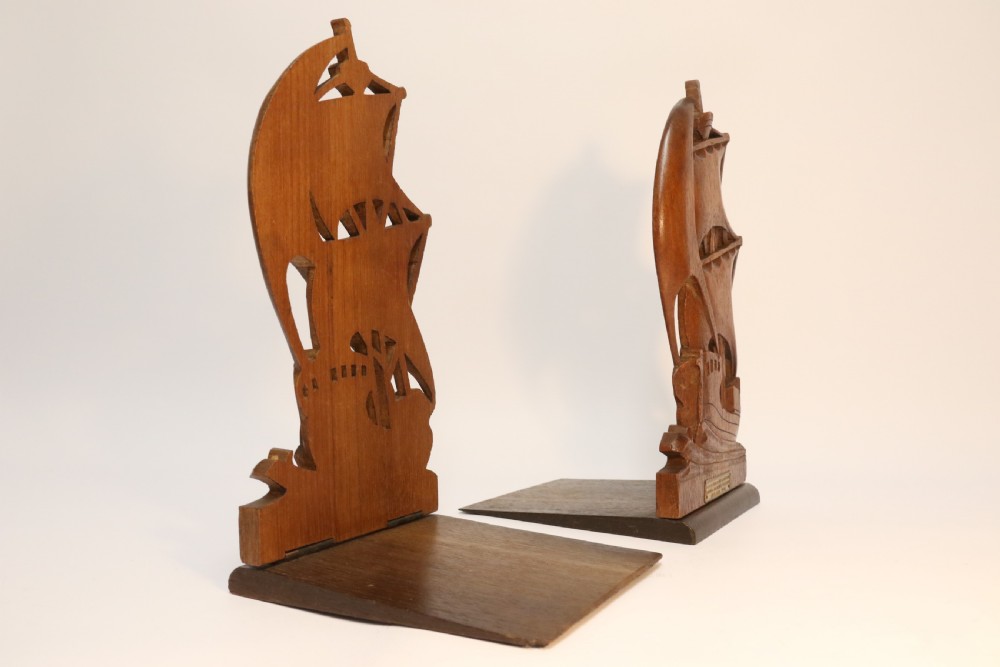 A rare pair of Naval Interest Teak Book Ends View VI