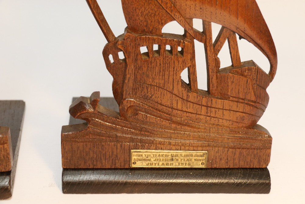 A rare pair of Naval Interest Teak Book Ends View VIII