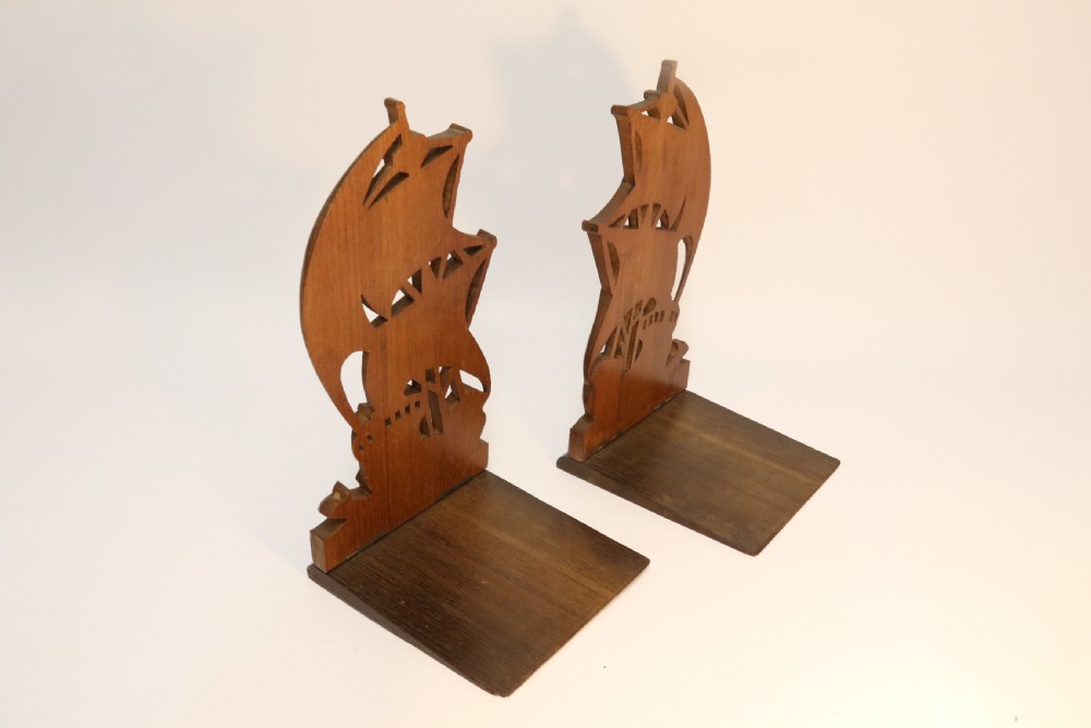 A rare pair of Naval Interest Teak Book Ends View XV