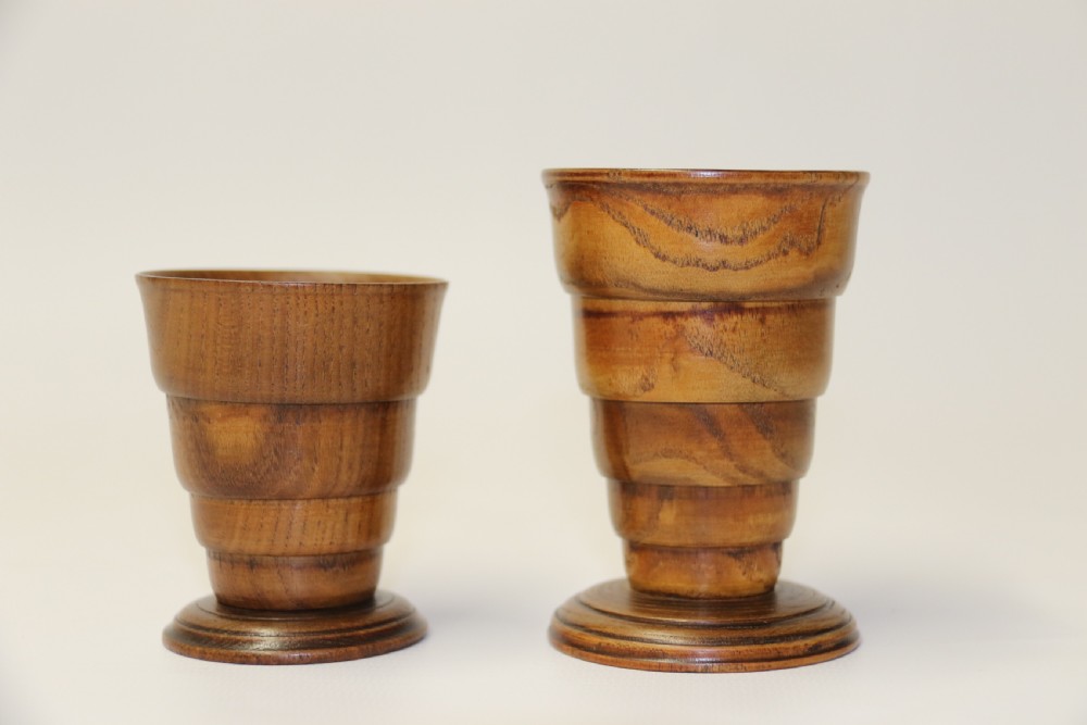Matched pair of Treen Folding Cups