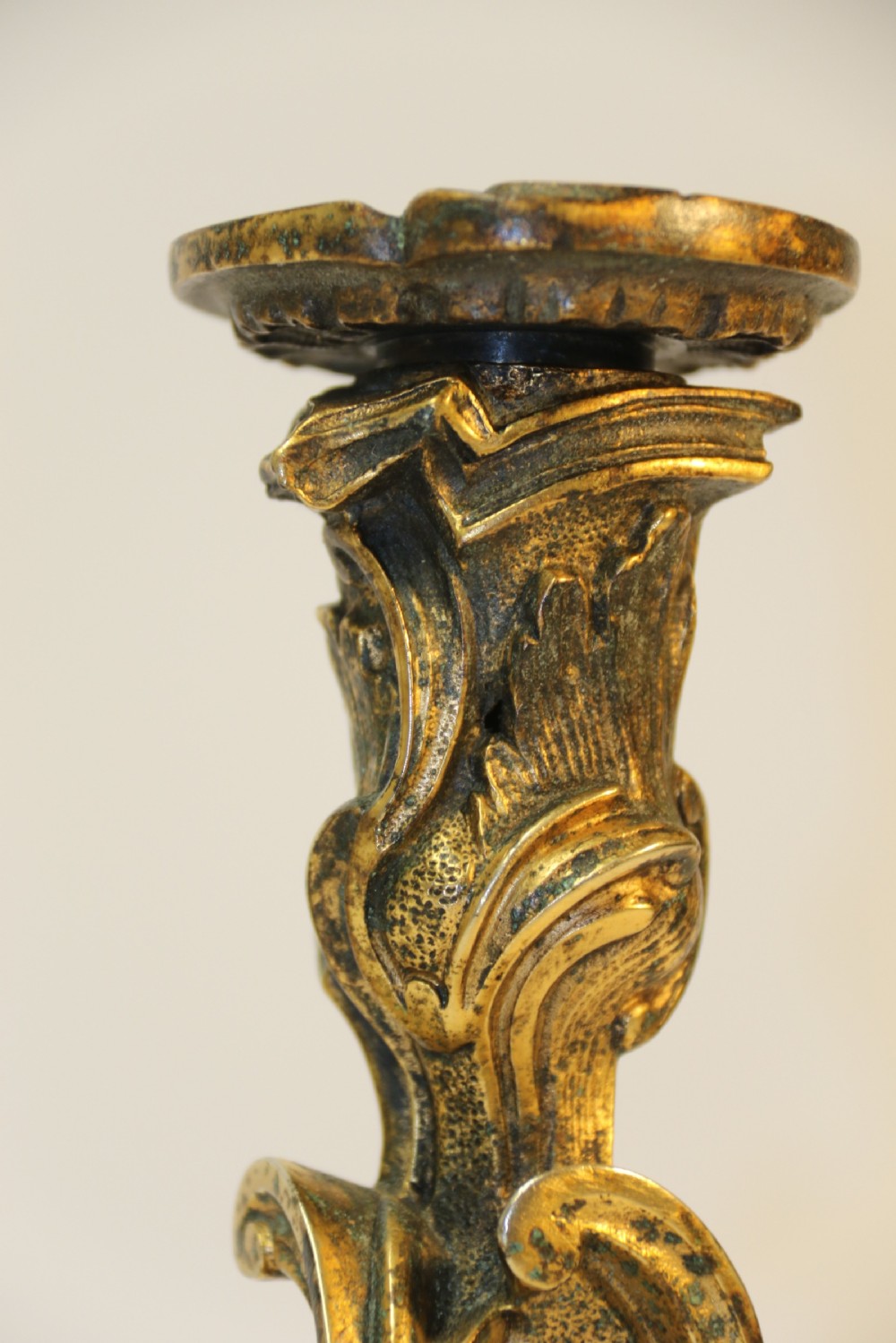 A rare pair of 18th century French Gilt Bronze Candlesticks View VIII