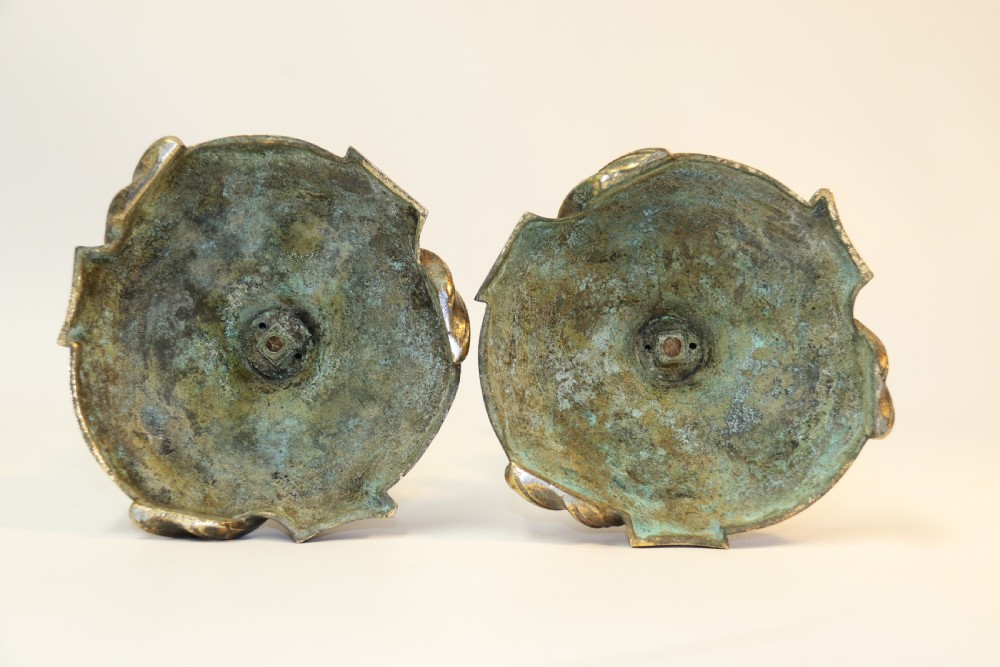 A rare pair of 18th century French Gilt Bronze Candlesticks View IX