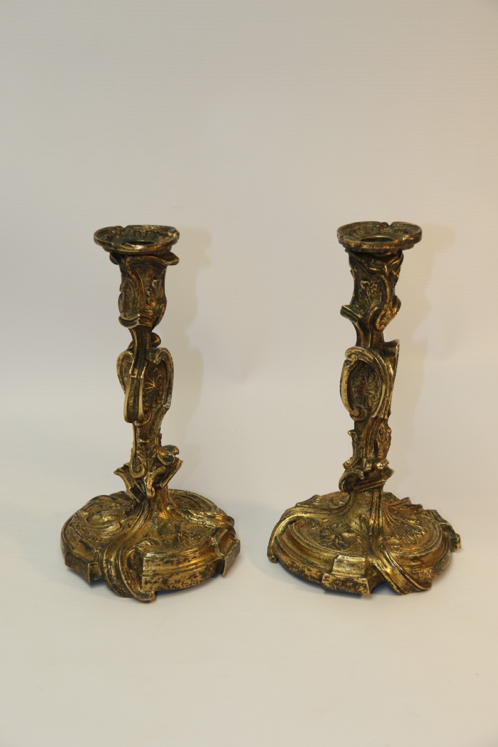 A rare pair of 18th century French Gilt Bronze Candlesticks View X