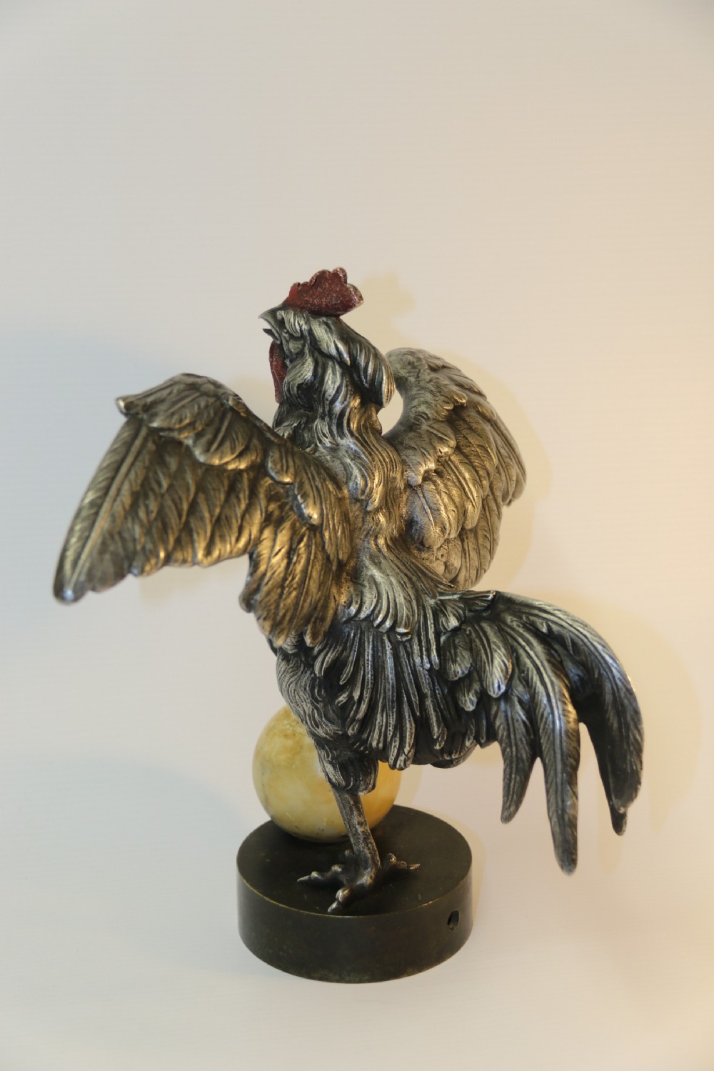 A Silvered and Electrified Bronze study of a Cockerel, Early 20th Century View III