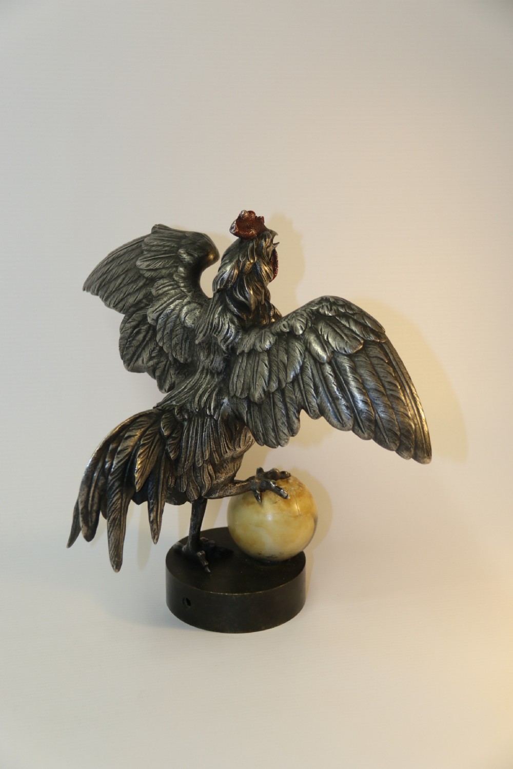 A Silvered and Electrified Bronze study of a Cockerel, Early 20th Century View V