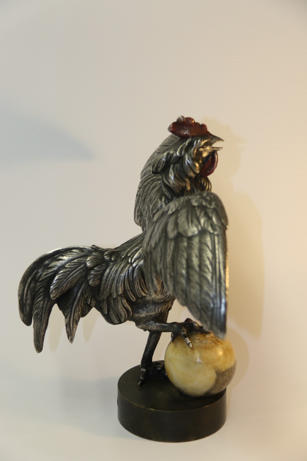 A Silvered and Electrified Bronze study of a Cockerel, Early 20th Century View VI
