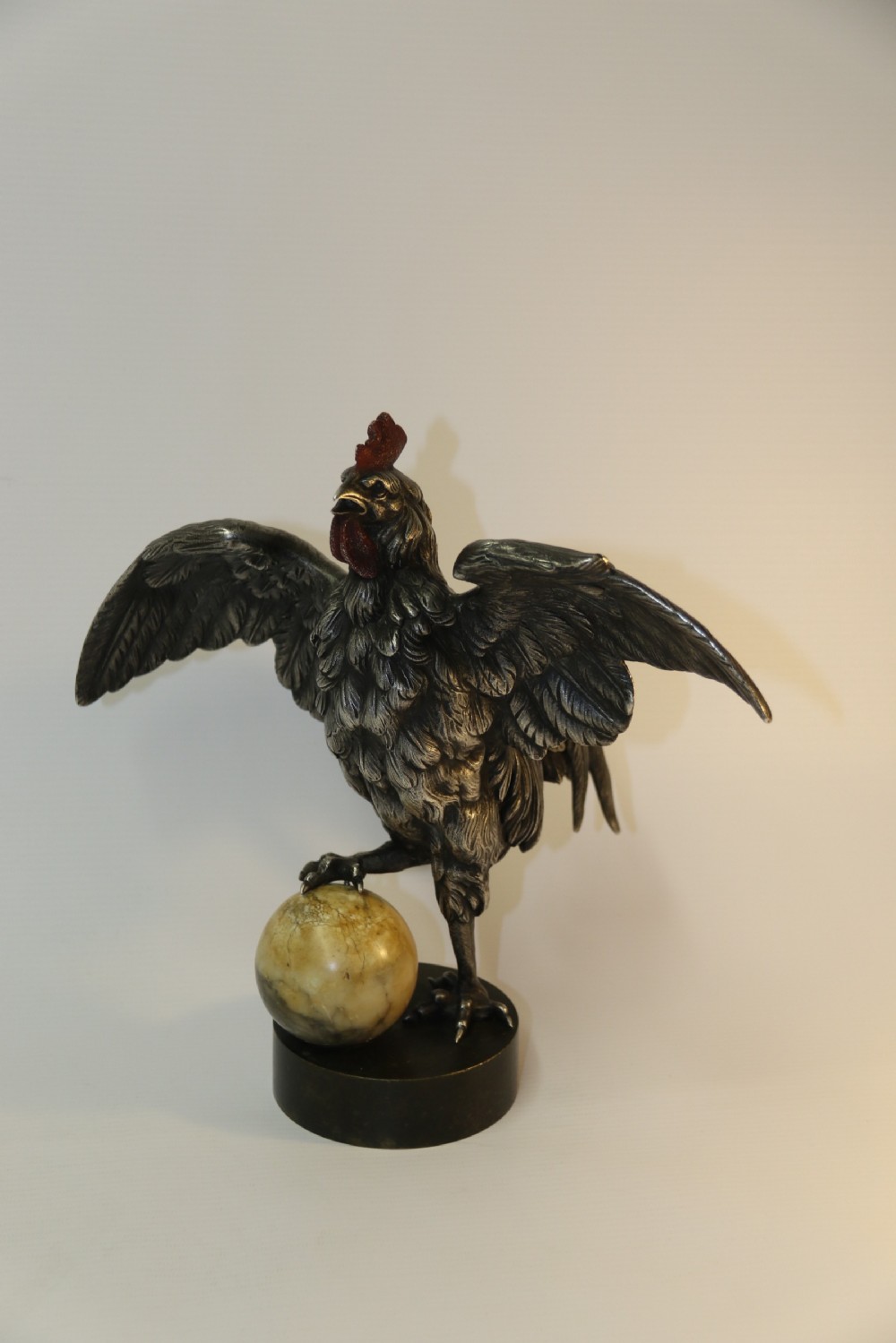 A Silvered and Electrified Bronze study of a Cockerel, Early 20th Century View IX