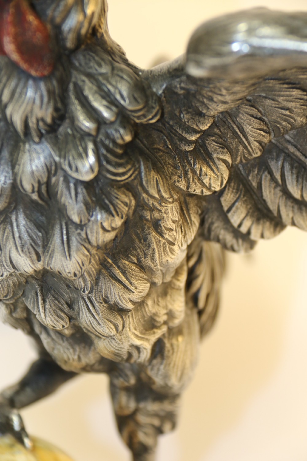 A Silvered and Electrified Bronze study of a Cockerel, Early 20th Century View XI