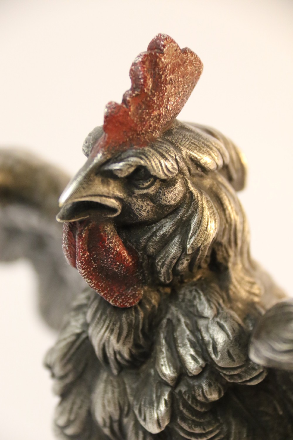 A Silvered and Electrified Bronze study of a Cockerel, Early 20th Century View XVIII