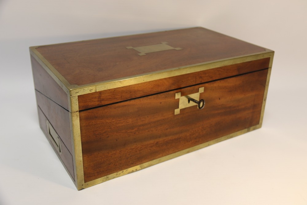 English early 19th C Brass Mounted Campaign Writing Box View II
