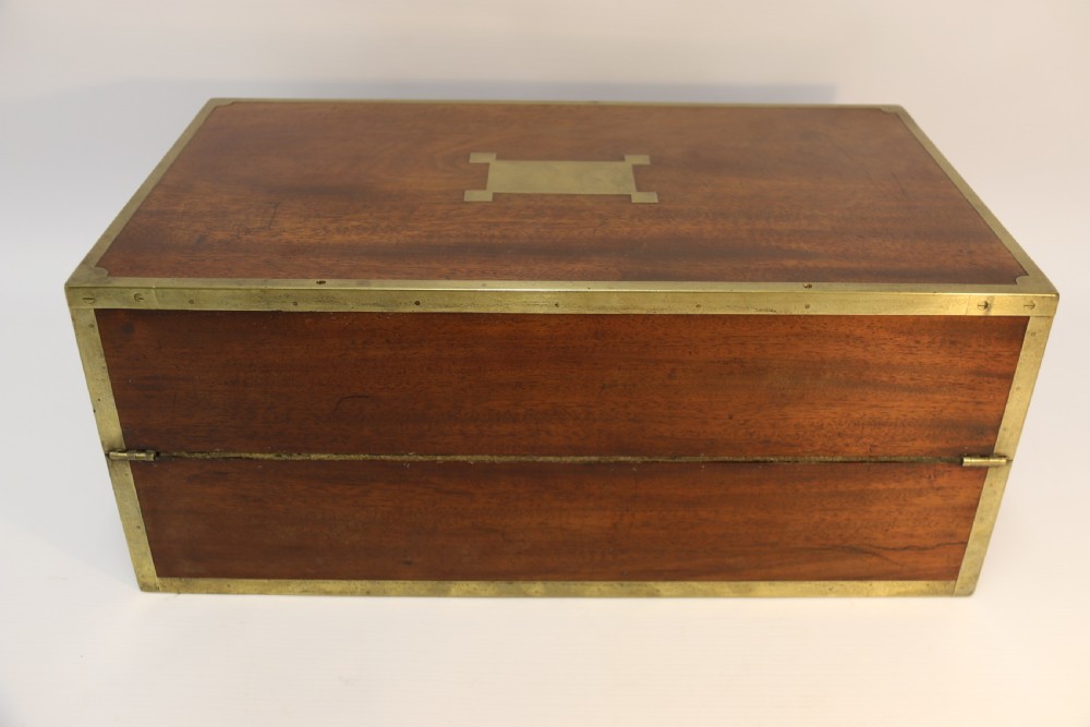 English early 19th C Brass Mounted Campaign Writing Box View V