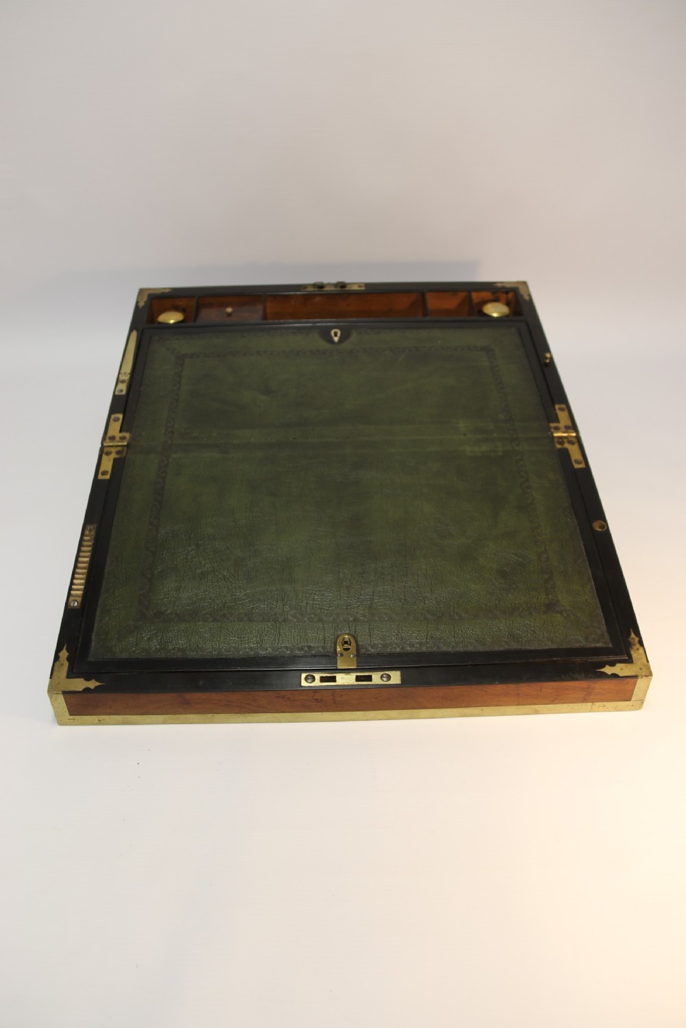 English early 19th C Brass Mounted Campaign Writing Box View VIII