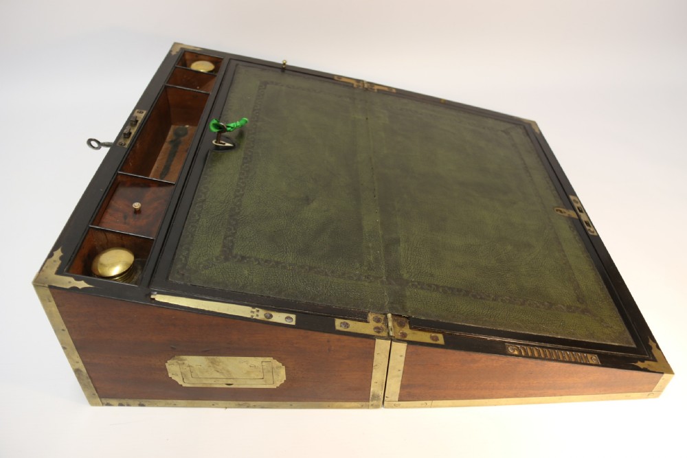 English early 19th C Brass Mounted Campaign Writing Box View IX