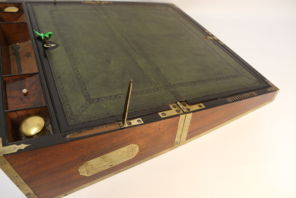 English early 19th C Brass Mounted Campaign Writing Box View XI