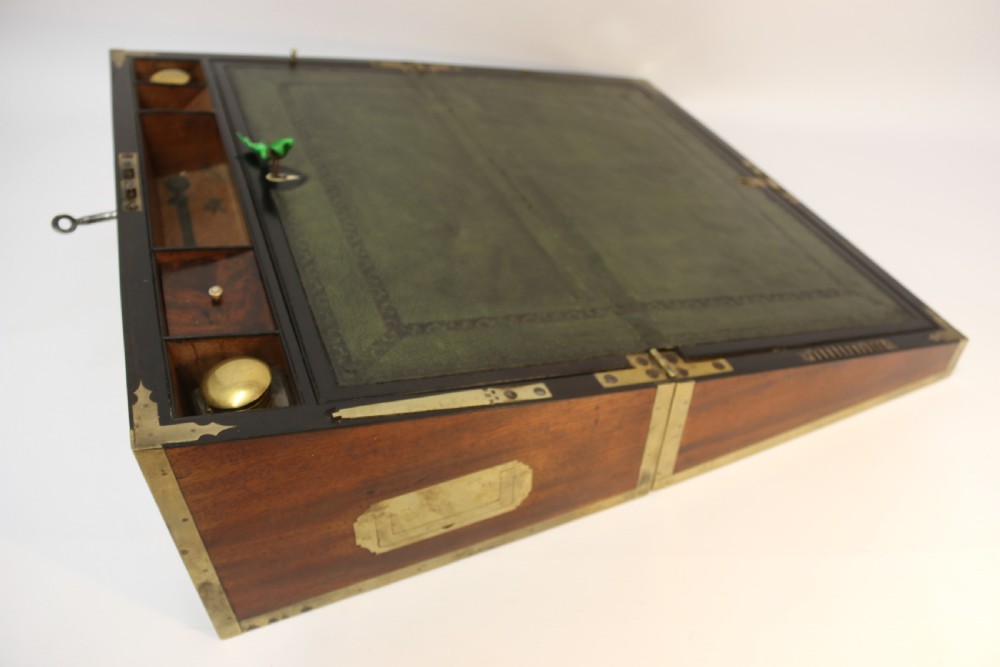 English early 19th C Brass Mounted Campaign Writing Box View XII
