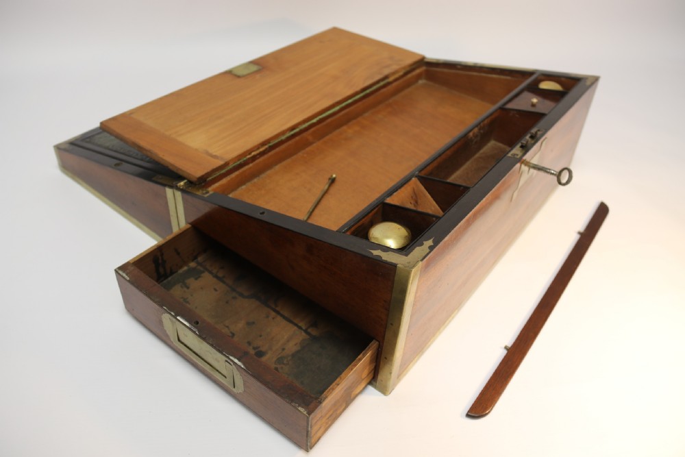 English early 19th C Brass Mounted Campaign Writing Box View XIV