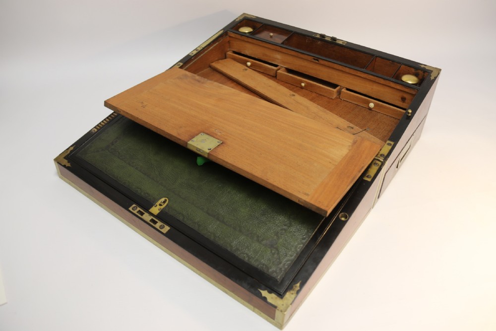 English early 19th C Brass Mounted Campaign Writing Box View XV