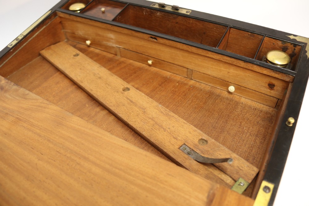 English early 19th C Brass Mounted Campaign Writing Box View XVI