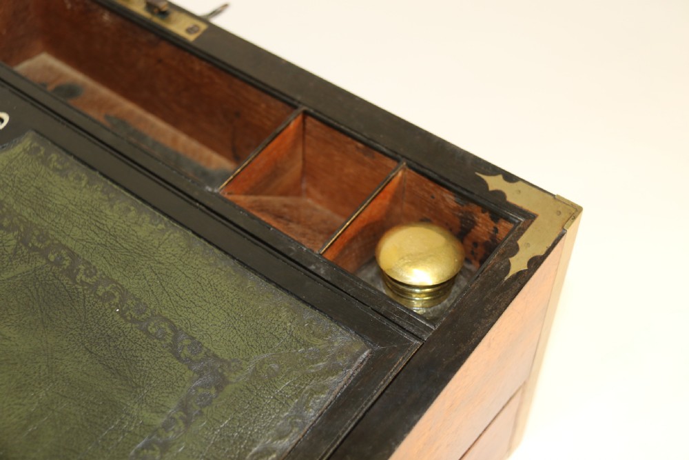 English early 19th C Brass Mounted Campaign Writing Box View XVIII