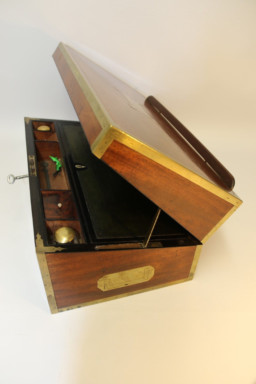 English early 19th C Brass Mounted Campaign Writing Box View XXII