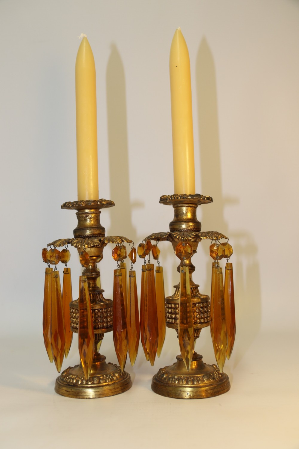 A fine pair of Regency Luster Candlesticks