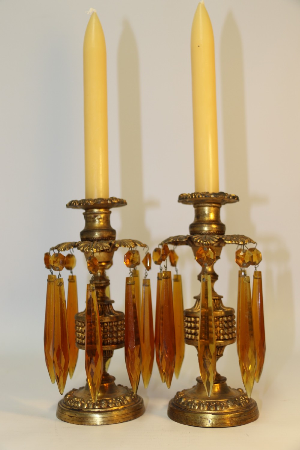 A fine pair of Regency Luster Candlesticks View II