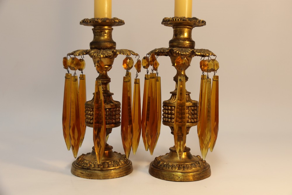 A fine pair of Regency Luster Candlesticks View III