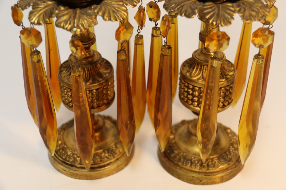 A fine pair of Regency Luster Candlesticks View IV