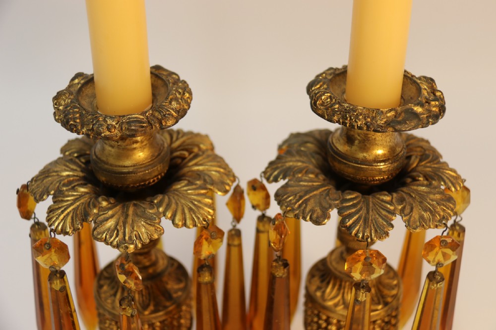 A fine pair of Regency Luster Candlesticks View V