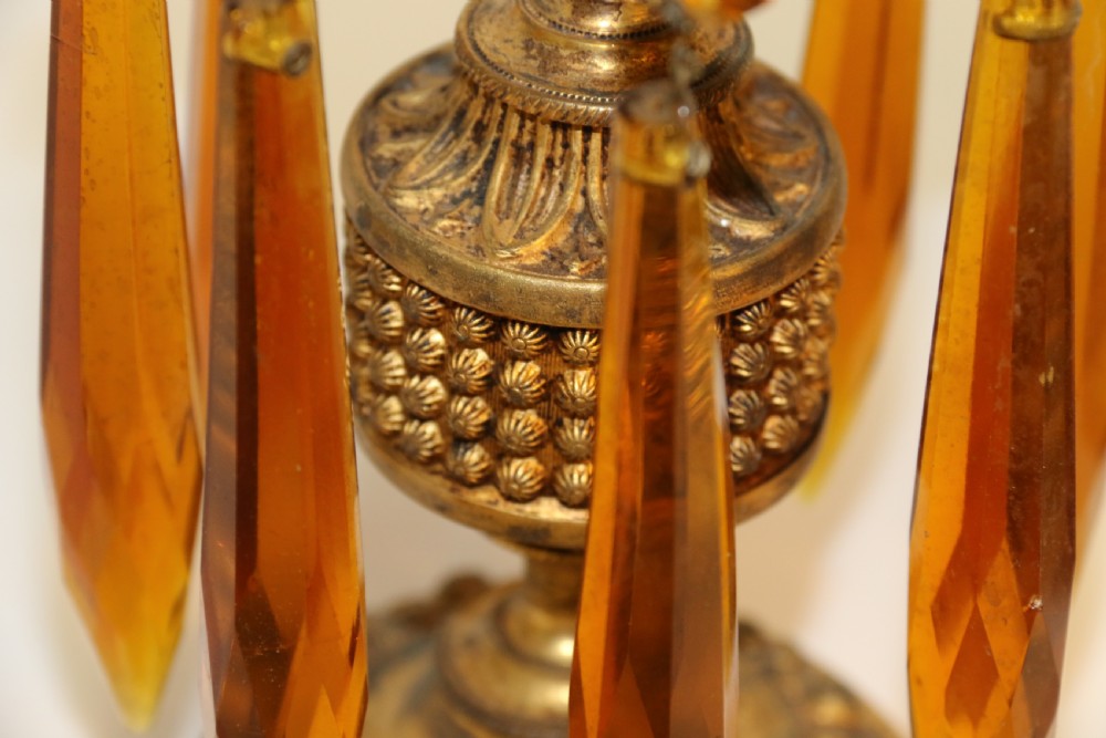 A fine pair of Regency Luster Candlesticks View X