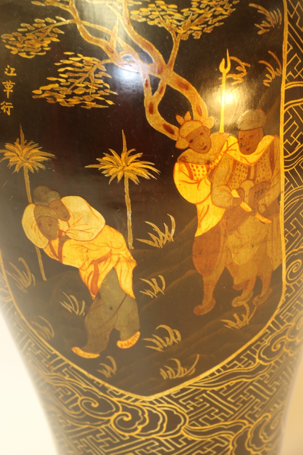 
A large Chinese lacquered and turned wooden vase.
 View III