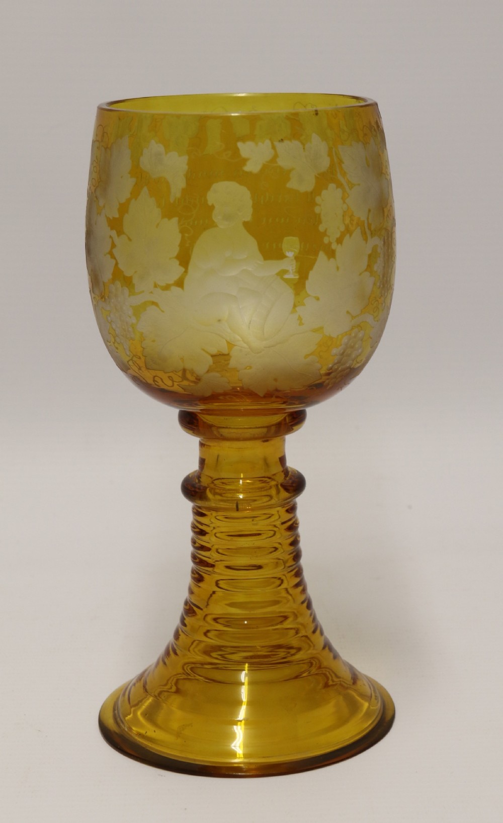 A German Amber Glass engraved Goblet