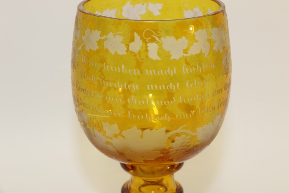 A German Amber Glass engraved Goblet View II