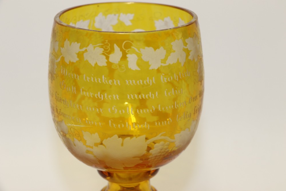 A German Amber Glass engraved Goblet View III