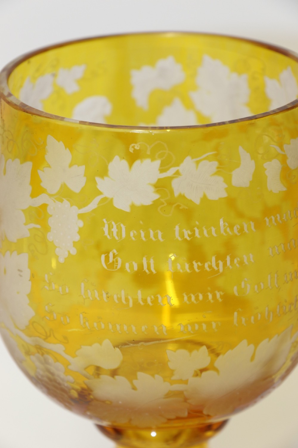 A German Amber Glass engraved Goblet View IV