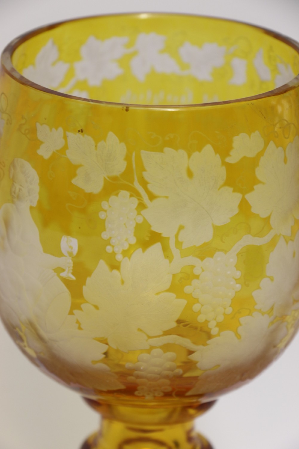 A German Amber Glass engraved Goblet View X