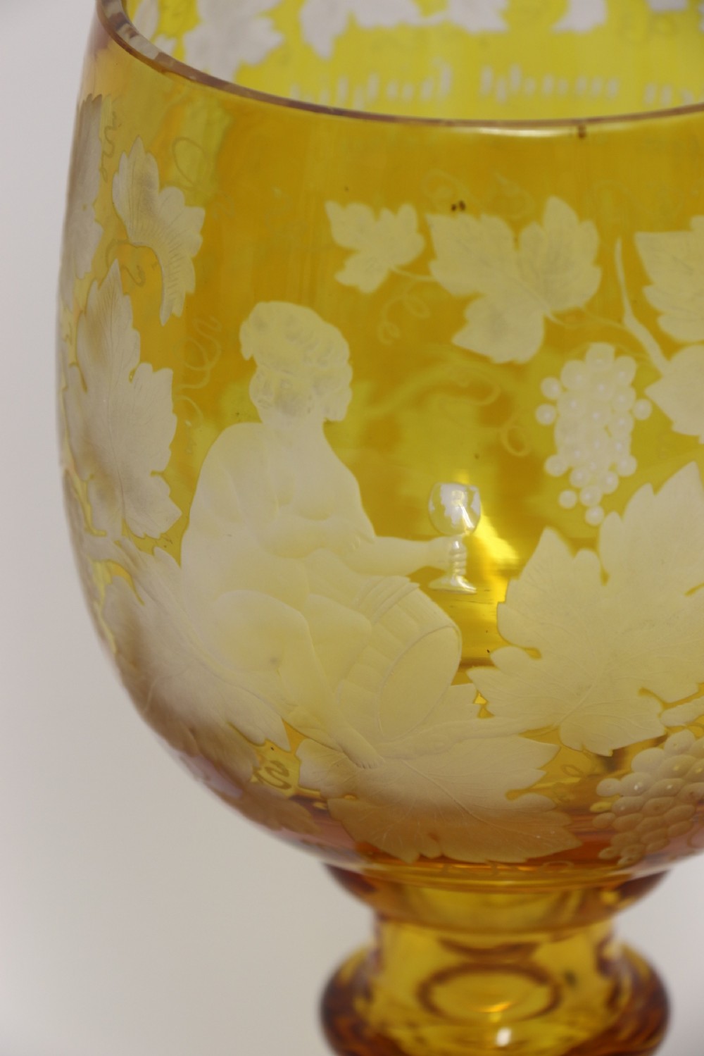 A German Amber Glass engraved Goblet View XI