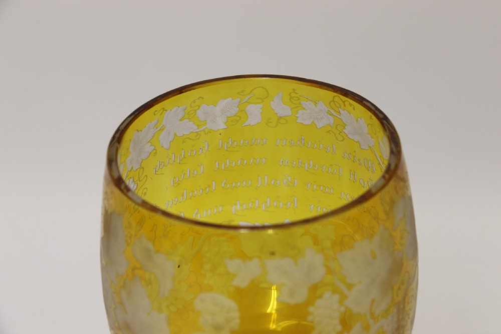 A German Amber Glass engraved Goblet View XIV