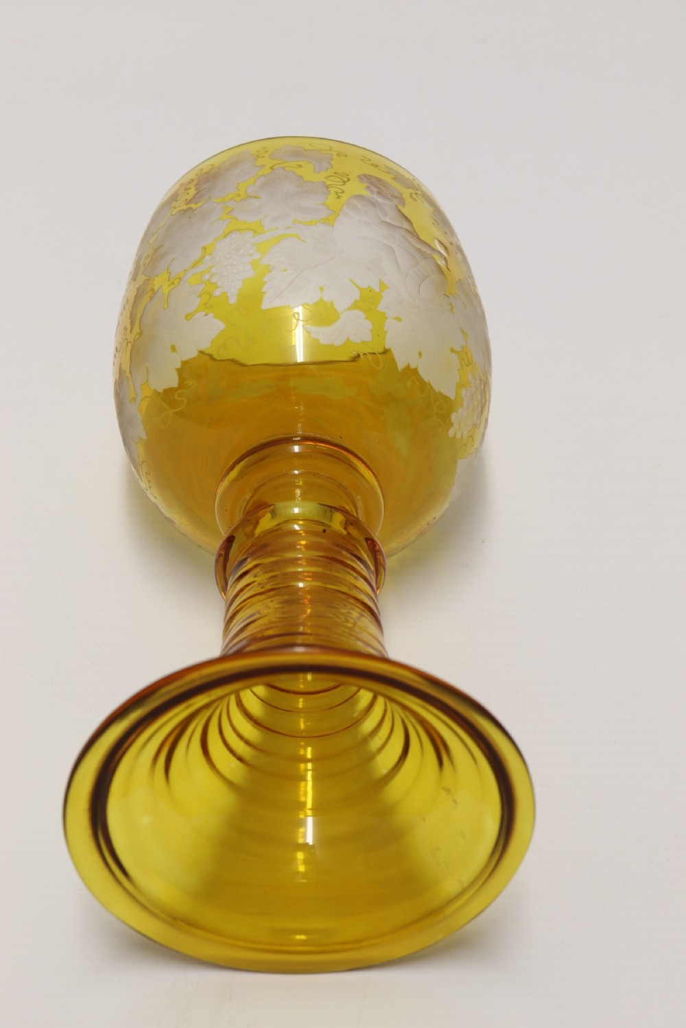 A German Amber Glass engraved Goblet View XVII