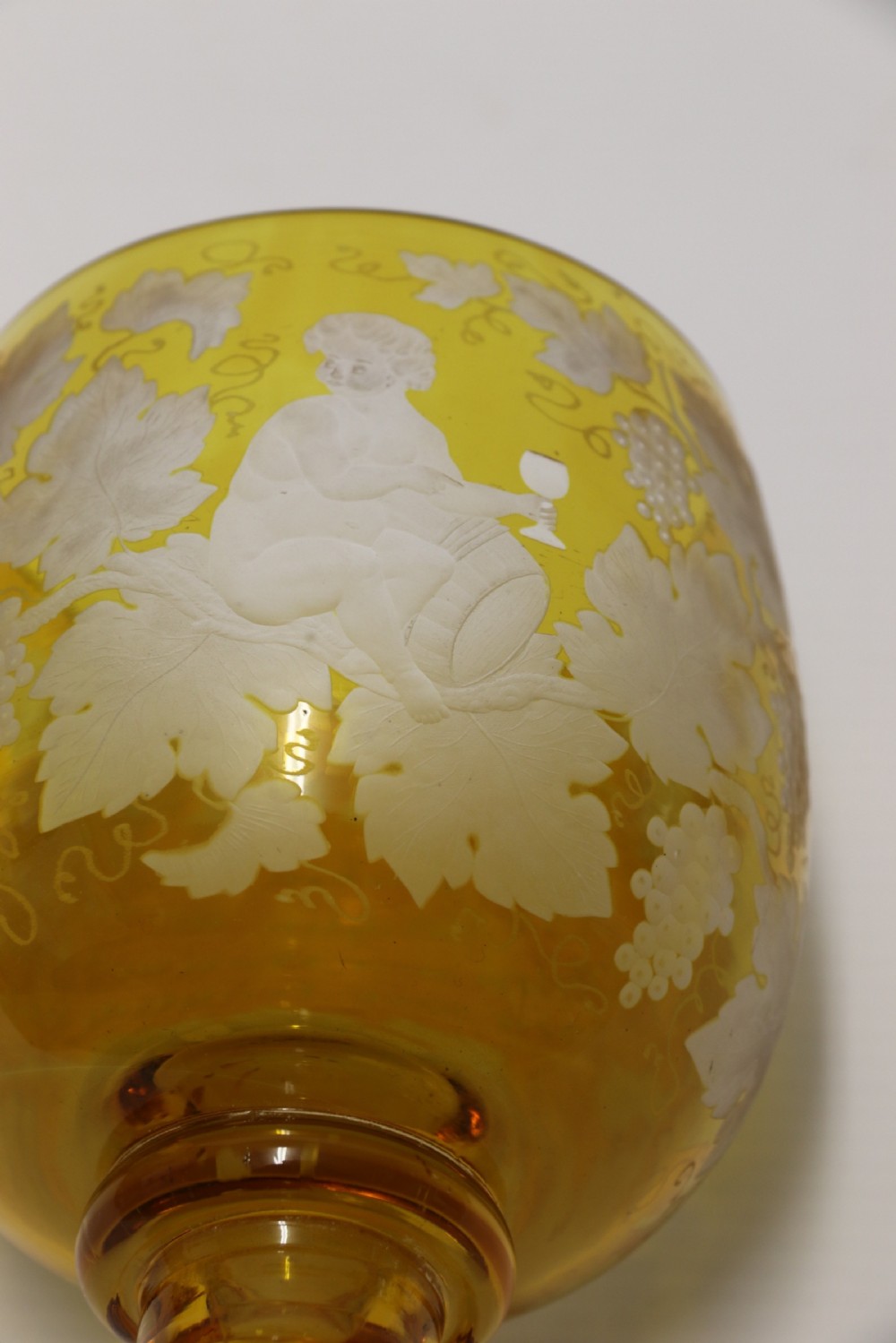 A German Amber Glass engraved Goblet View XVIII
